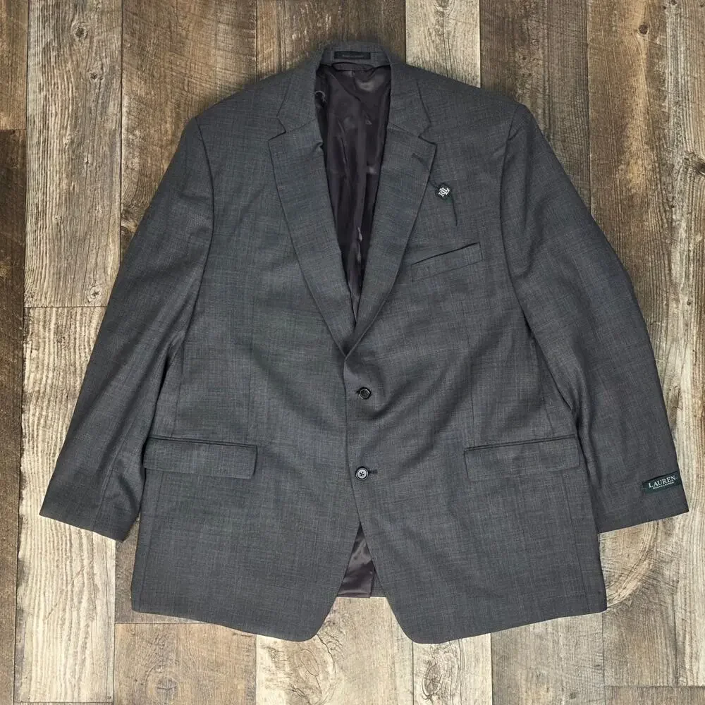 Lauren Ralph Lauren Wool Blazer Charcoal Gray Two Button Made in Canada Size 50R